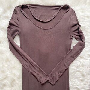 MM6 Maison Martin Margiela Chocolate Brown Modal Stretch Long Sleeve Maxi Dress